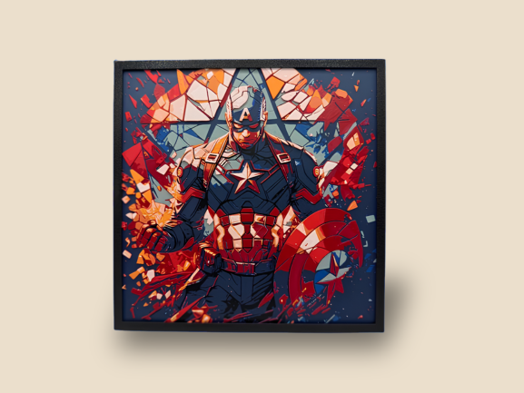 Tablou 3D Captain America - Stained Glass Style